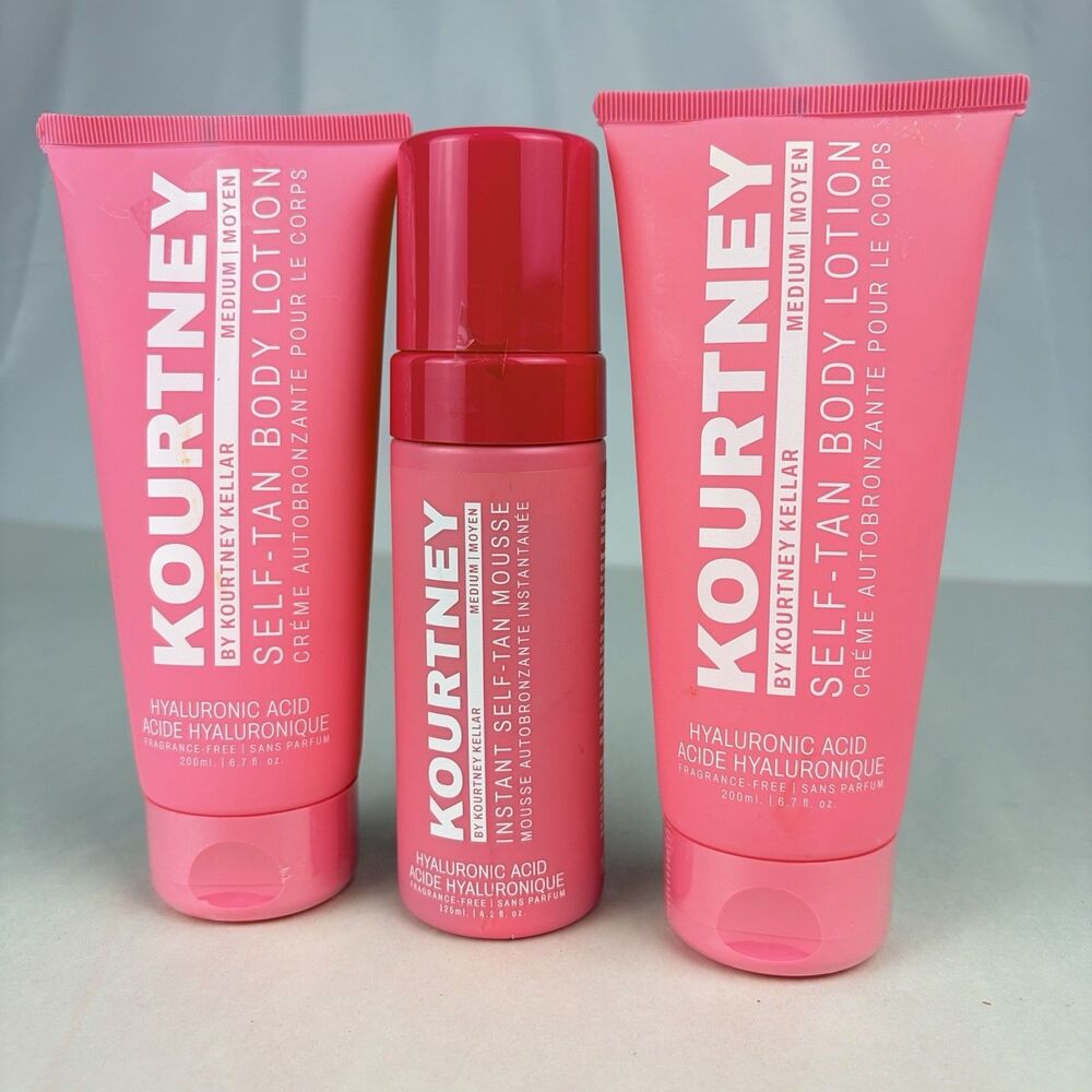 Kourtney Self Tan Medium Bundle Set of 3 Instant Mousse & 2 Body Lotion Sealed